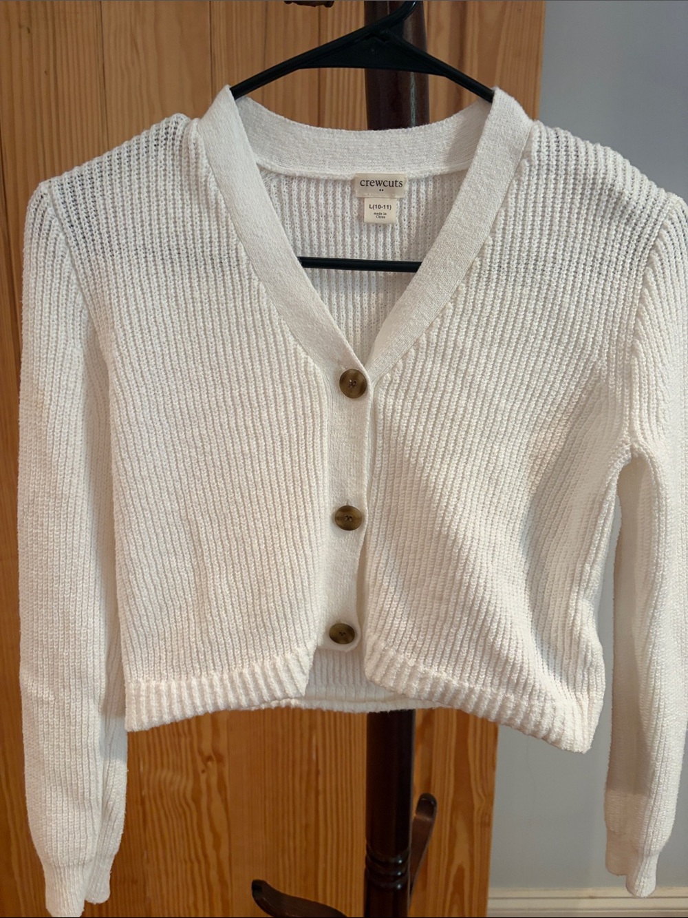Crewcuts Girls Cream Cropped Button Cardigan